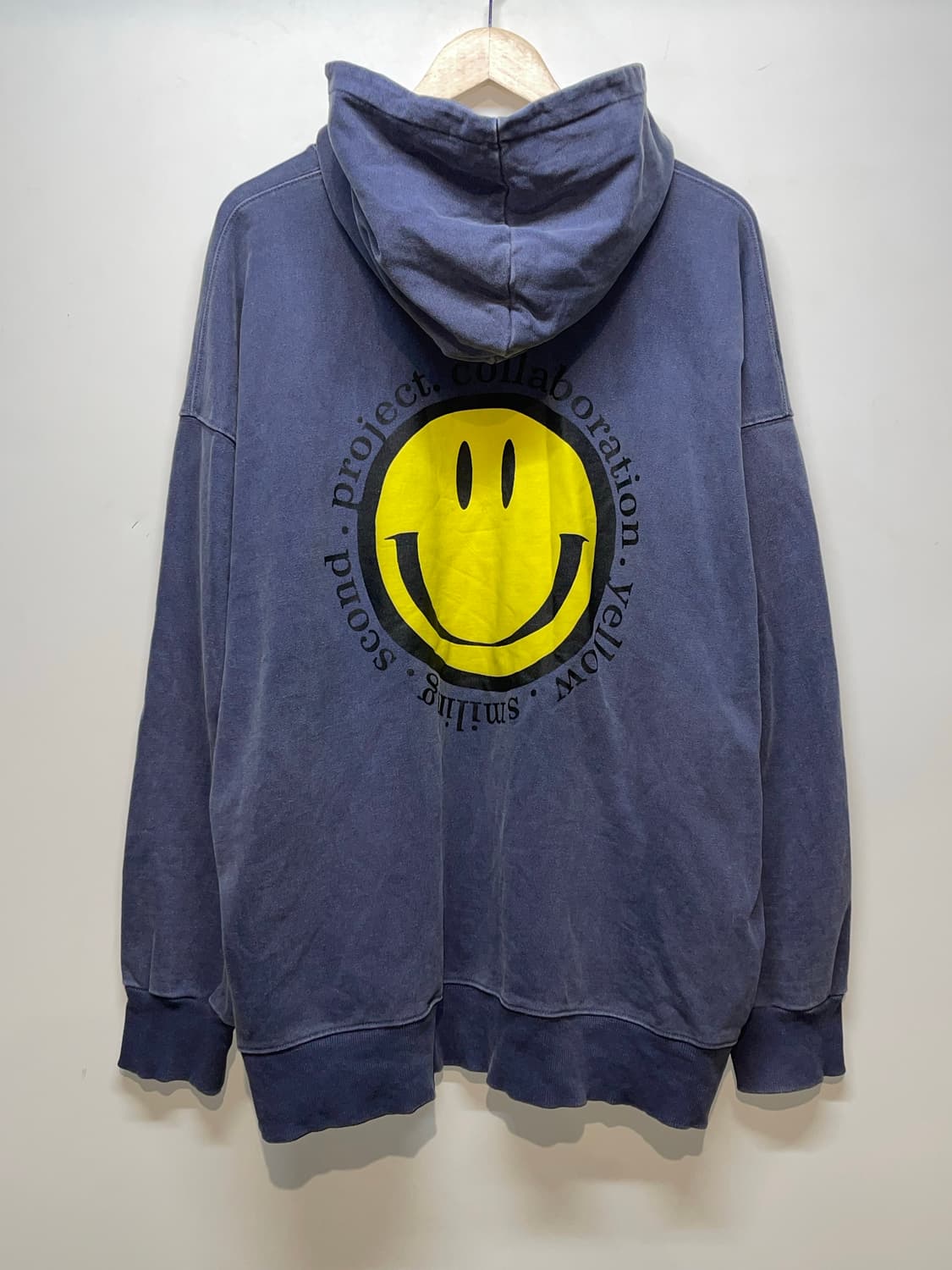 스마일 프린팅 후드티 네이비 상품이미지6