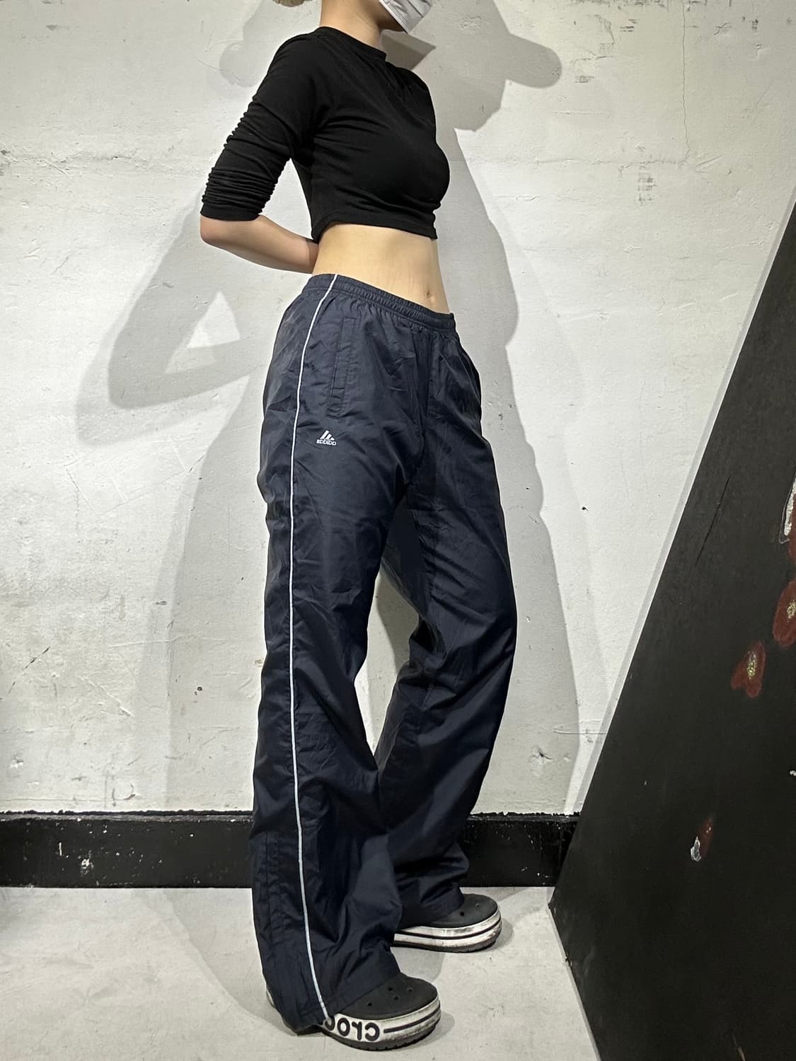 아디다스 네이비 부츠컷 추리닝 바지 화이트 사이드 라인 트랙 팬츠 L 상품이미지1