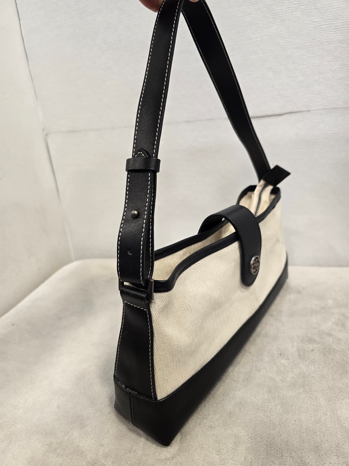 드파운드 타운백 호보백 헤링본 아이보리&블랙 숄더백 상품이미지3