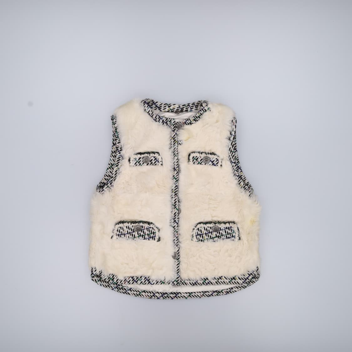 82 한섬오즈세컨 트위드 퍼 조끼 0401H1 상품이미지1