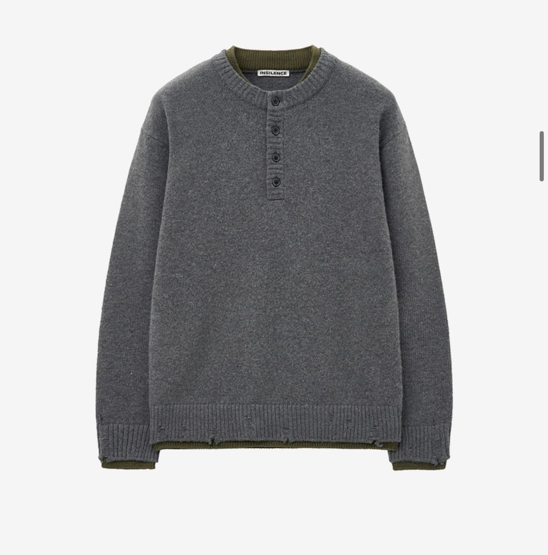 인사일런스 더블 레이어드 헨리넥 니트 GREY L사이즈 상품이미지1