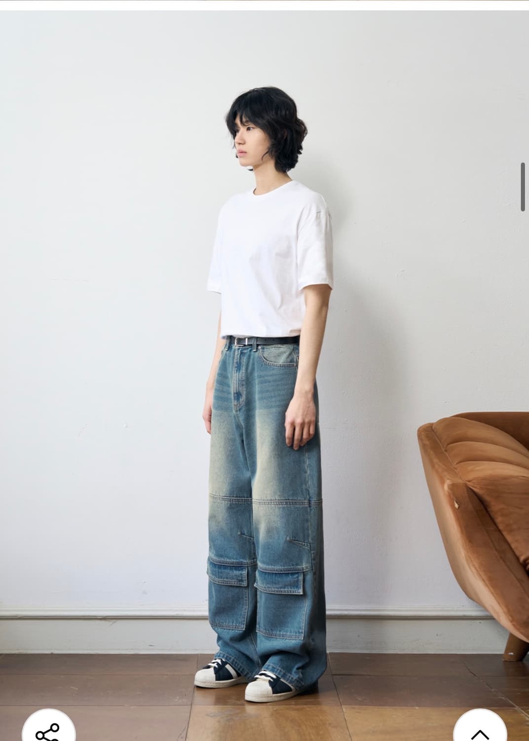 (L)아워데이즈 빈티지 프론트 포켓 카고 데님 팬츠 BLUE 판매 상품이미지5