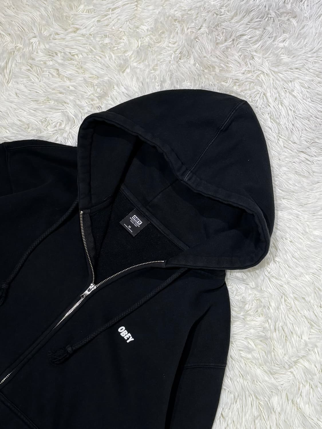 오베이 스펠로고 블랙 후드집업 상품이미지5