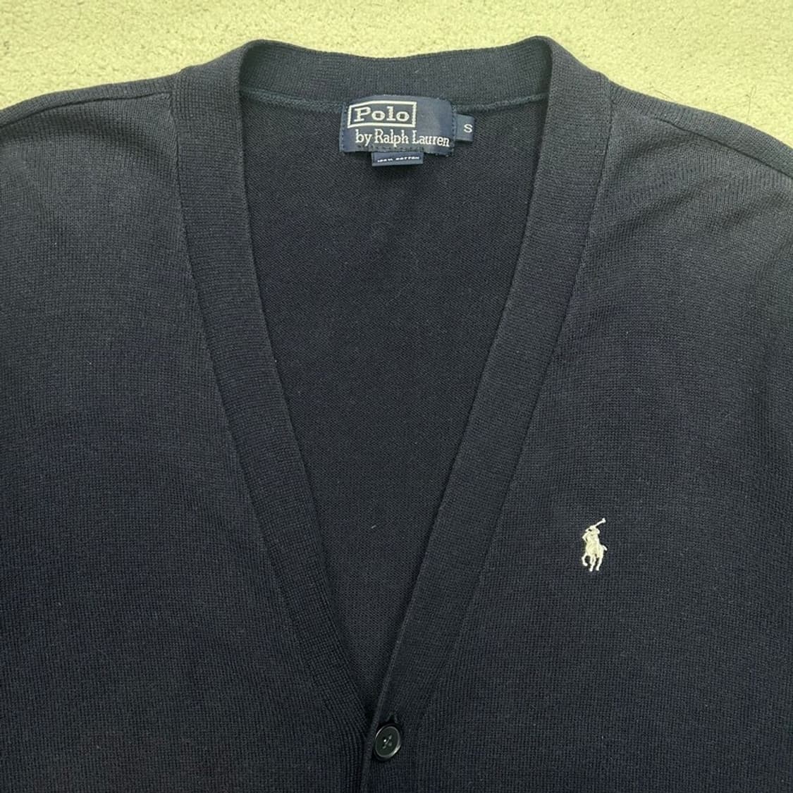 RALPH LAUREN 네이비 화이트 포니 브이넥 가디건 S 상품이미지4