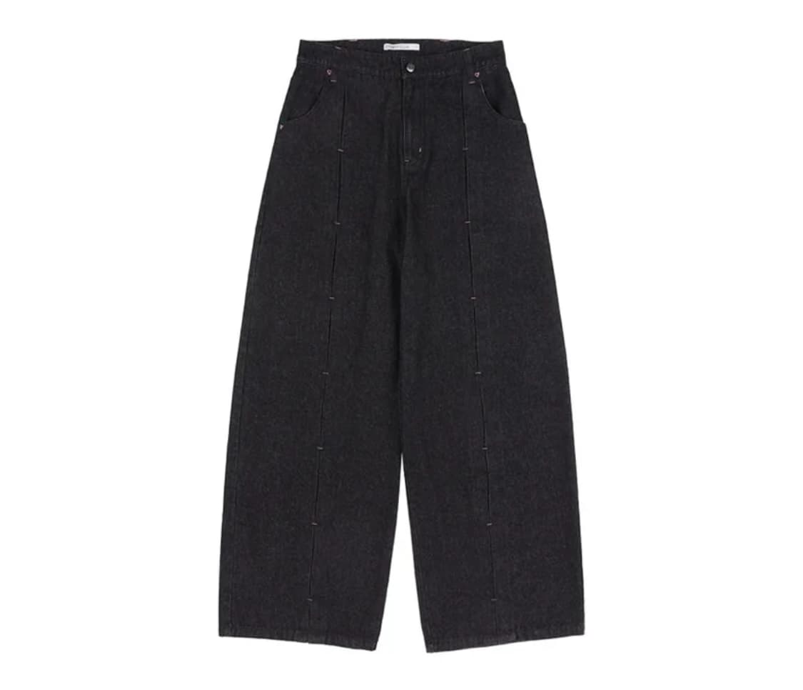 새상품)) 팬시클럽 프론트 핀턱 와이드 데님 팬츠 블랙 2사이즈 상품이미지5