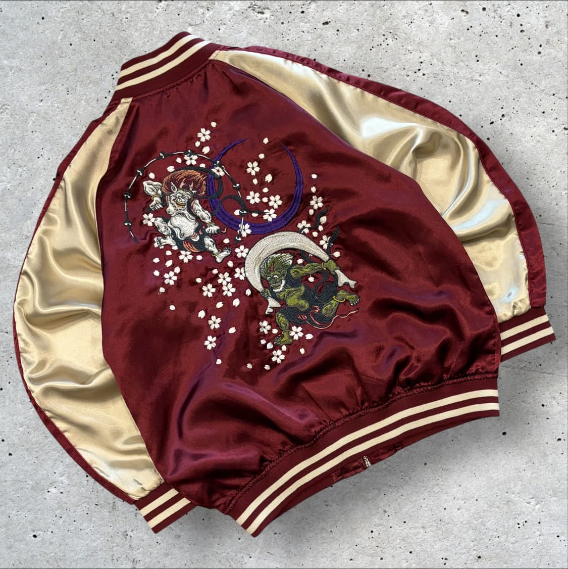 [XL] JPN 재팬 오니 자수 스카쟌 점퍼 버건디 D246 상품이미지1