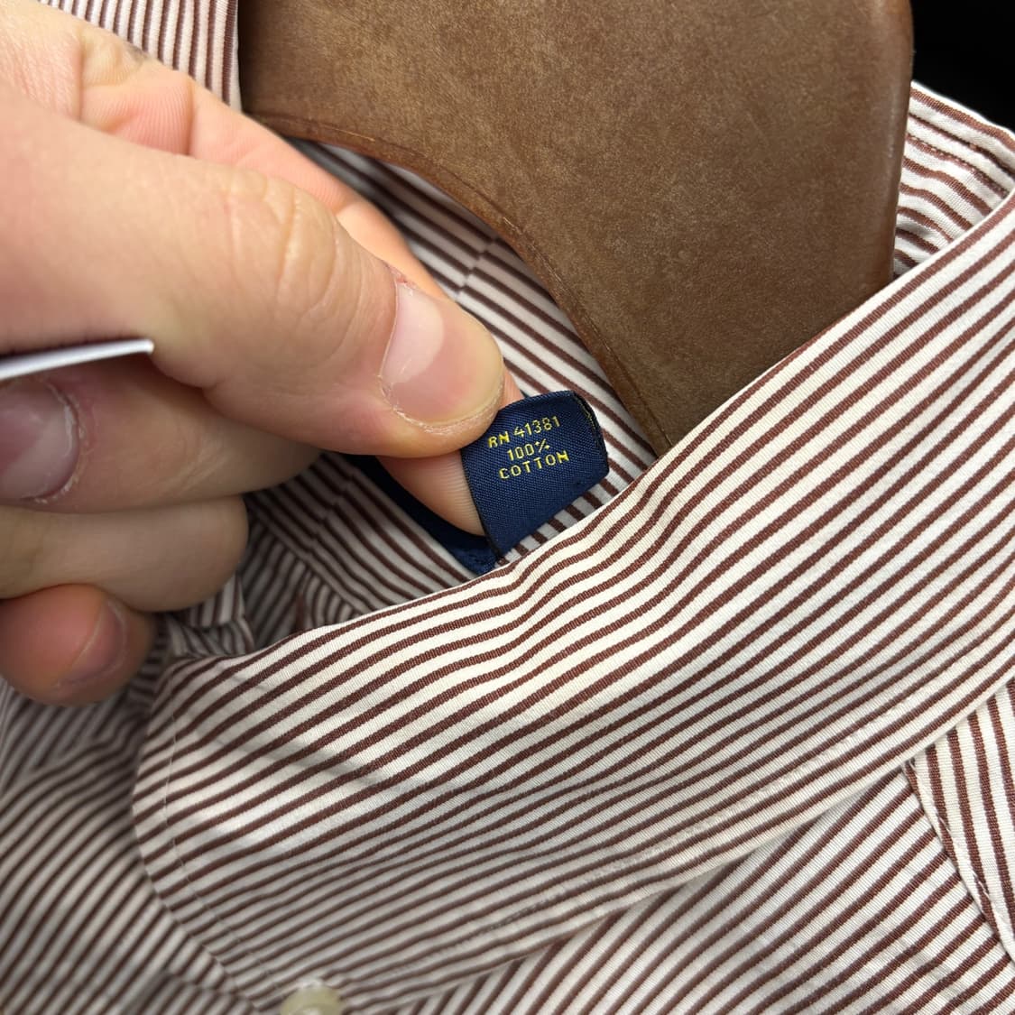 폴로 랄프로렌 신형라벨 마이크로 스트라이프 옥스포드 셔츠 브라운 N332 상품이미지8