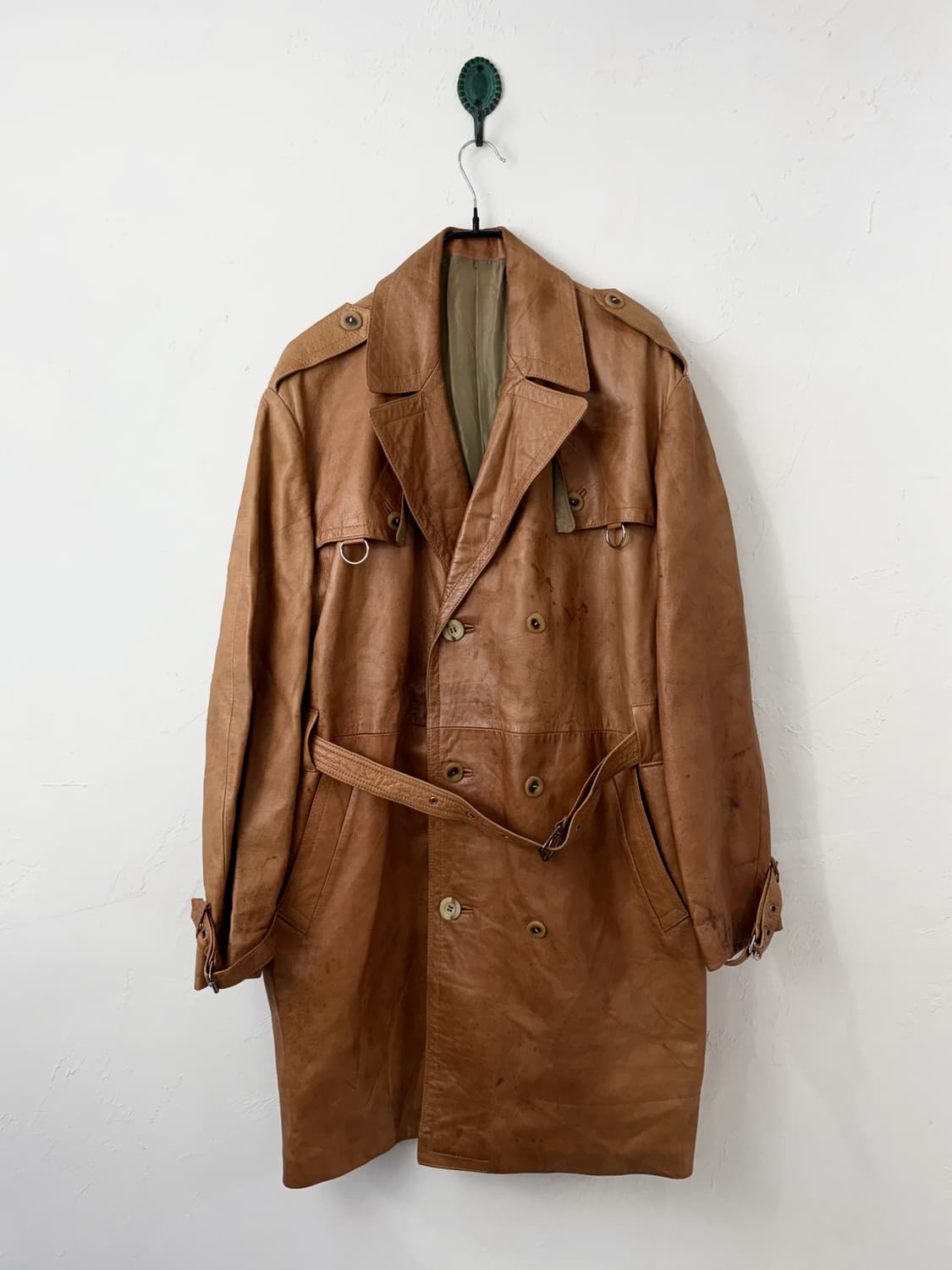 70s 빈티지 레더 트렌치 코트 상품이미지1