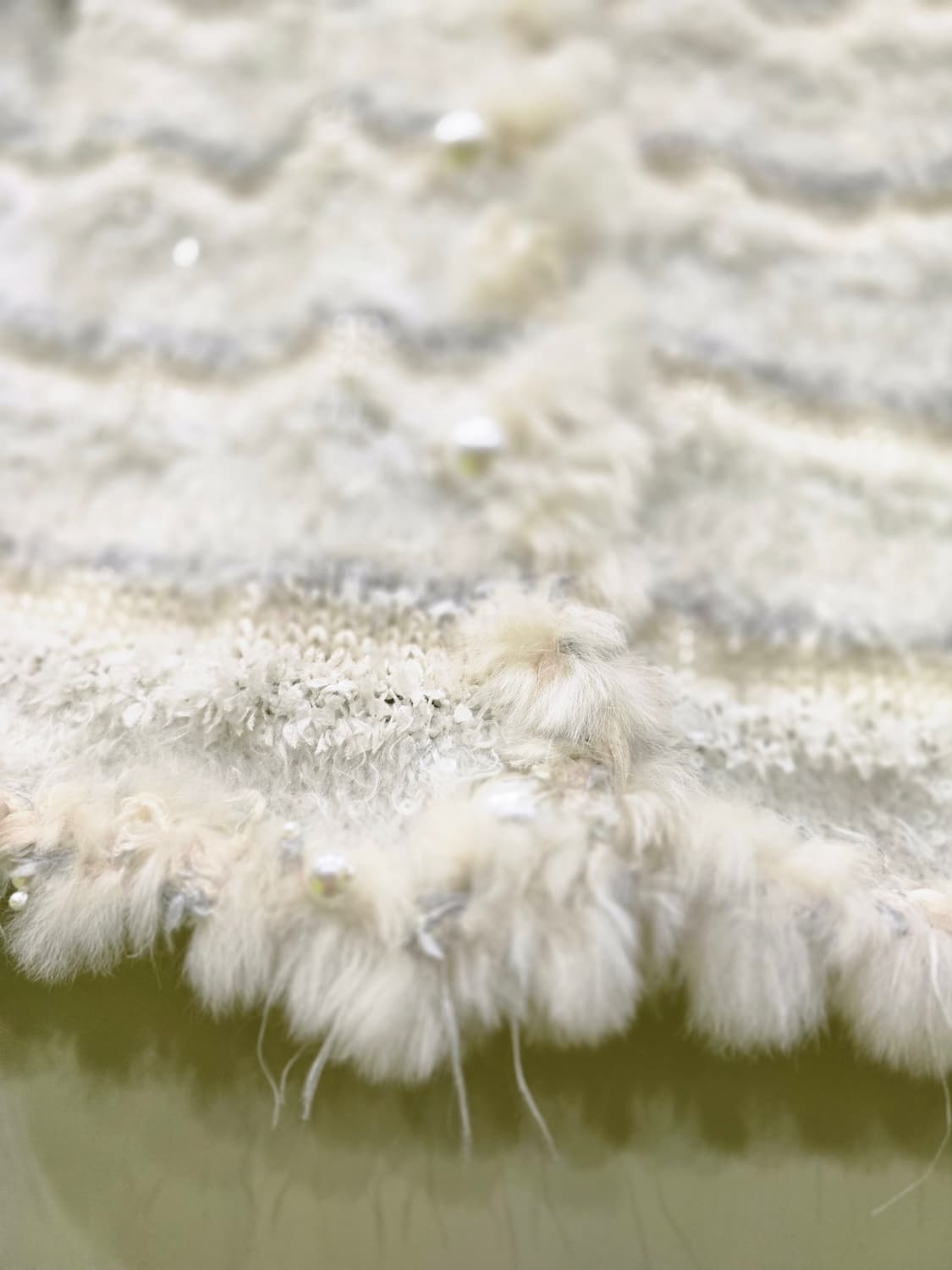 르네 화이트 퍼 트리밍 니트 가디건 일본 빈티지 상품이미지5