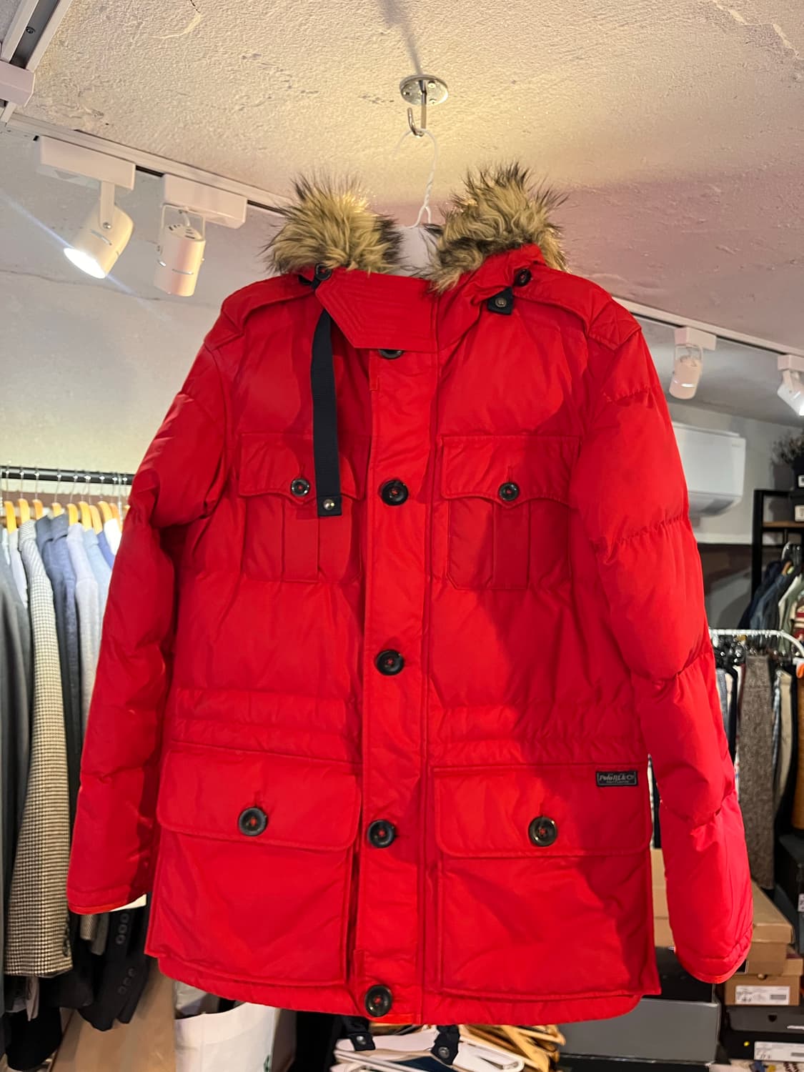 폴로 랄프로렌 퍼 트림 다운 파카 레드 (XS) 상품이미지1