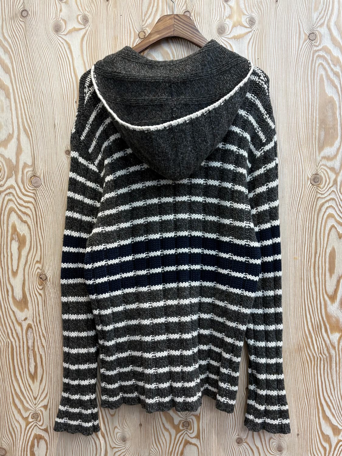 알마니진스 스트라이프 하프집업 후드 니트 상품이미지2