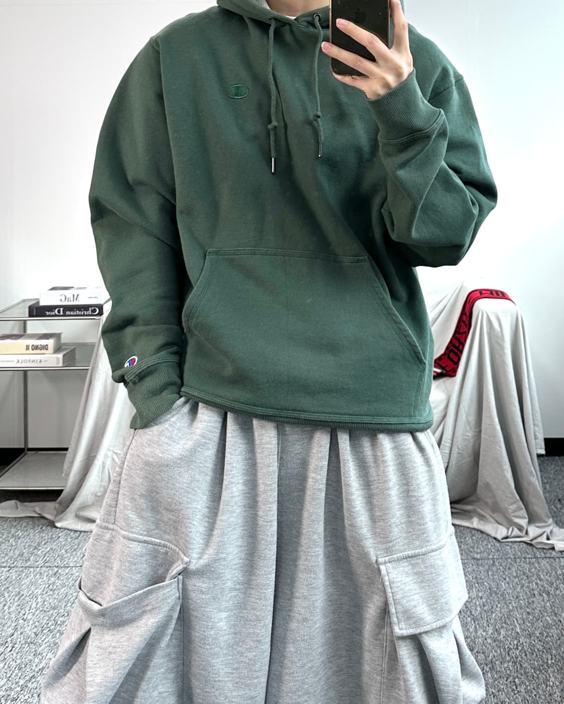 챔피온 어센틱 그린 후드티 M 상품이미지3