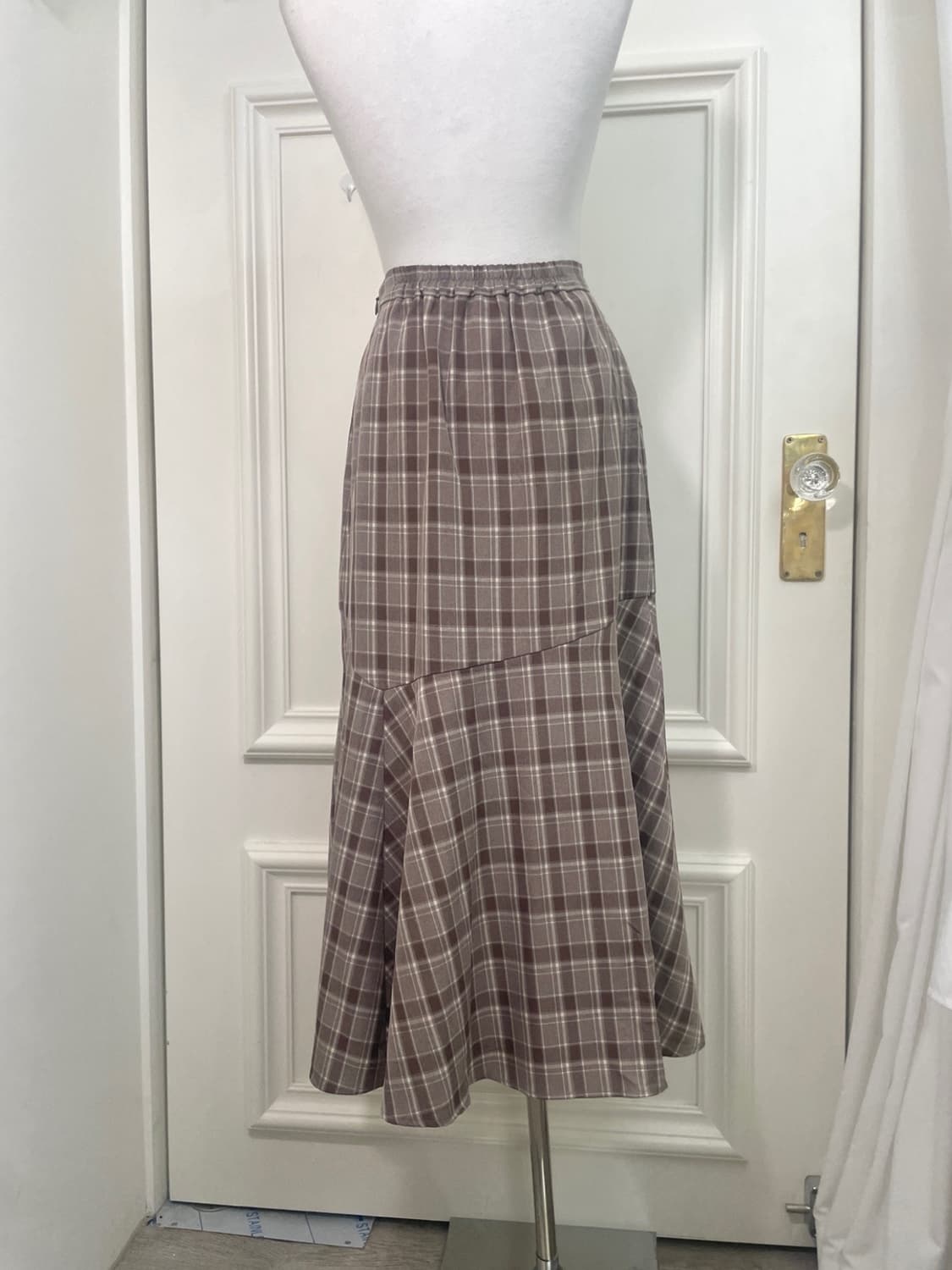pinkbeige check ruffle banding unbalance 상품이미지4