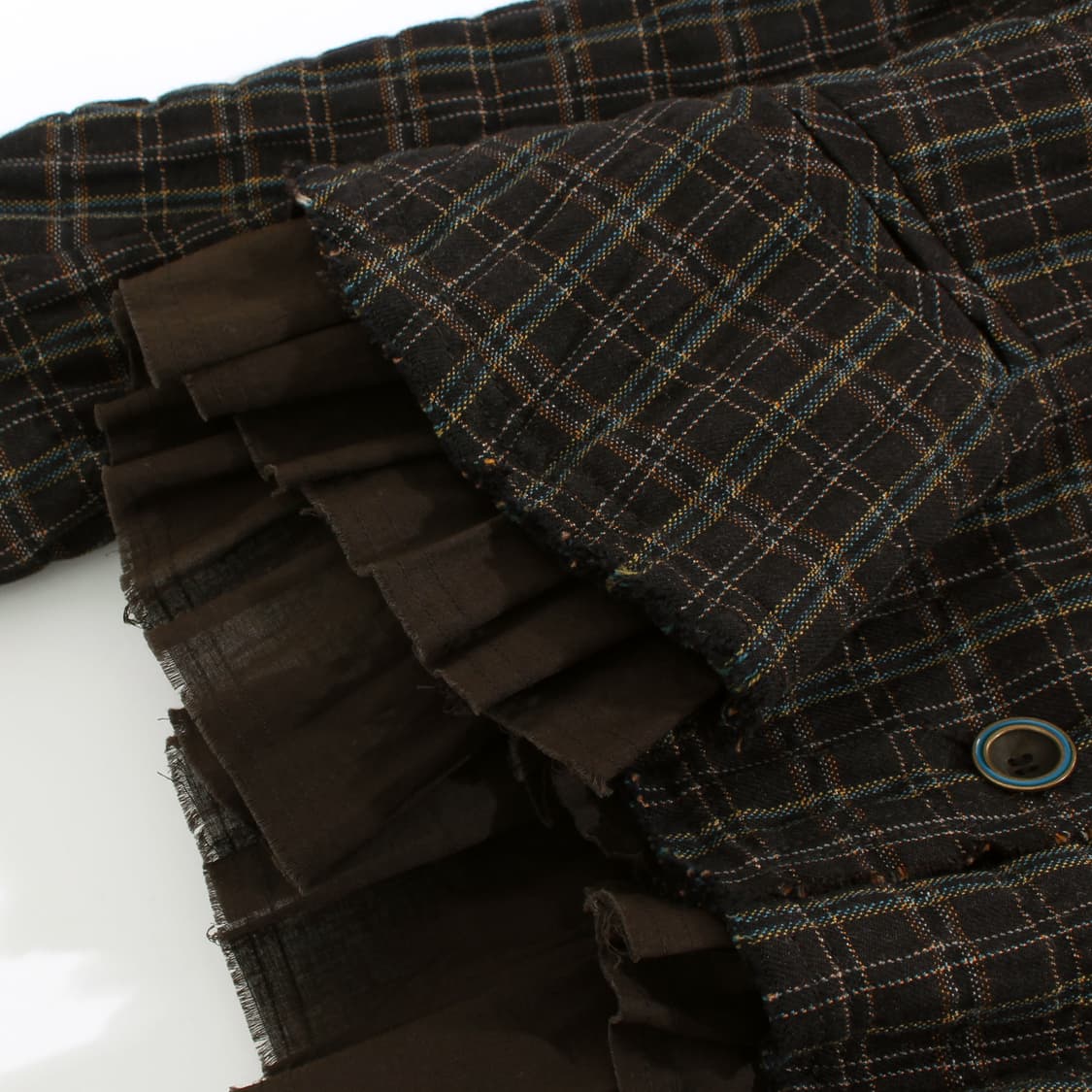 겐조 Kenzo 빈티지 체크 플리츠 프릴 레이어드 울 코튼 자켓 상품이미지6