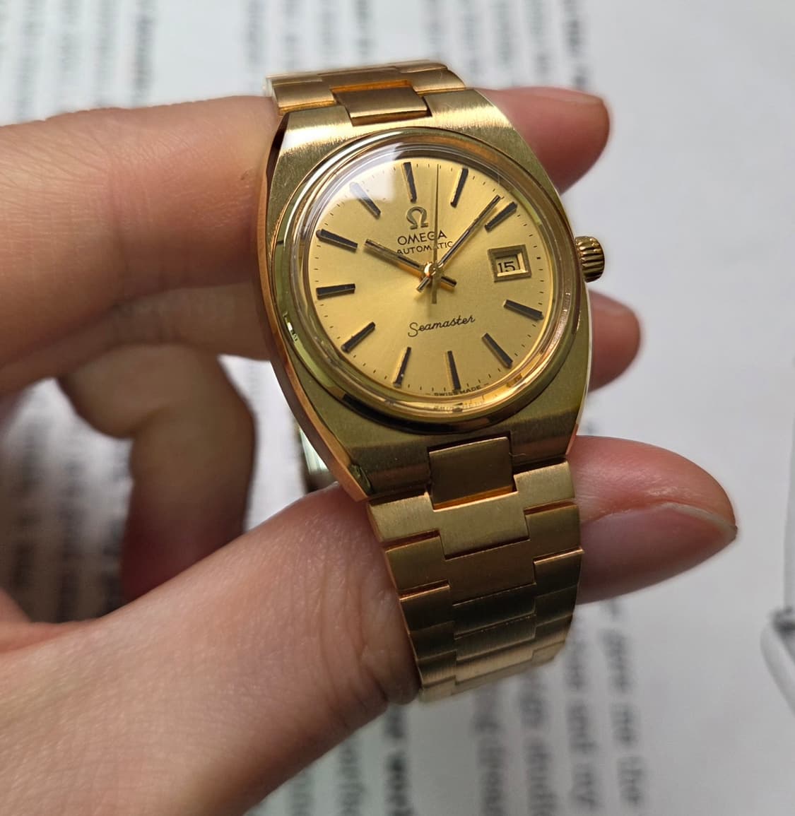 레어] 빈티지 오메가 씨마스터 고구마 올금장 샴골판 여성용 뻐뻐시 브슬  상품이미지5