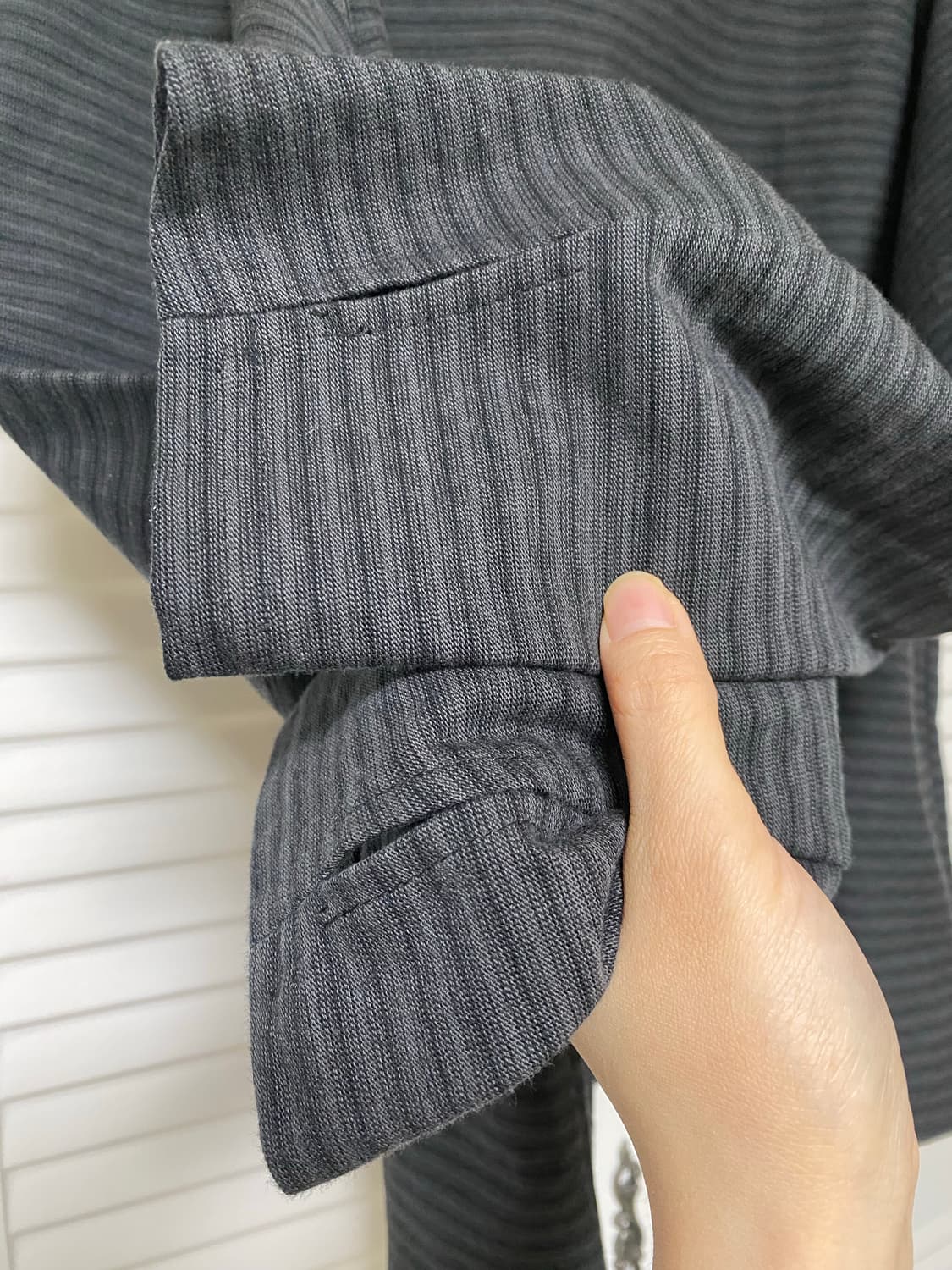 후브스 멀티 스트라이프 후드 롱슬리브 차콜블랙 m 상품이미지3