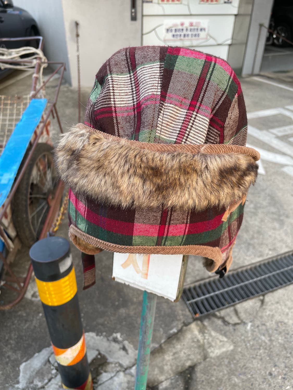 (빈티지)타탄체크 퍼 트리밍 트루퍼 햇 상품이미지5