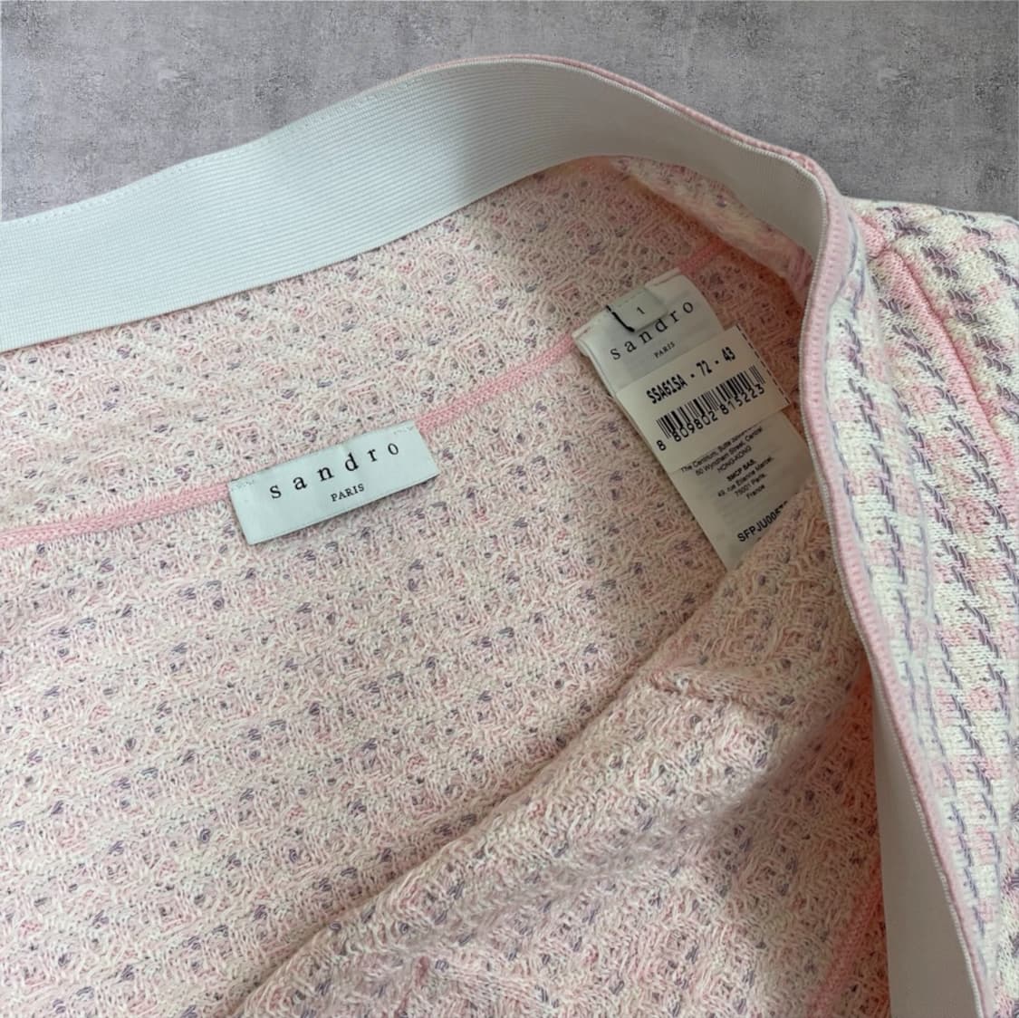 산드로 Sandro 핑크 트위드 진주 니트 쓰리피스 셋업 1 상품이미지10