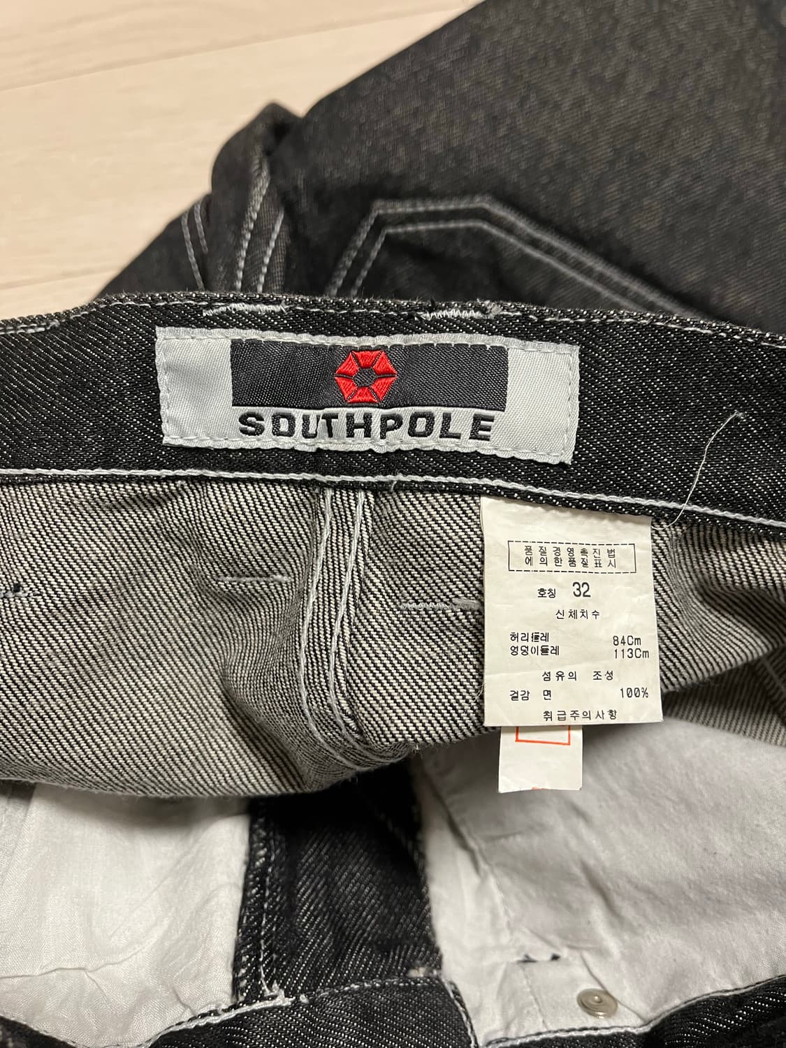 사우스폴 southpole 흑청 스티치 와이드 카펜터 데님 상품이미지4