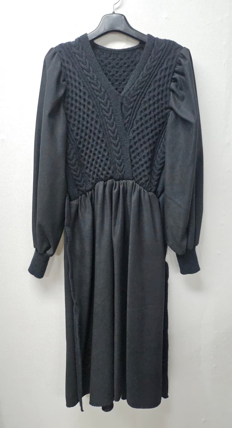 볼륨소매 니트 배색 원피스 M 상품이미지2