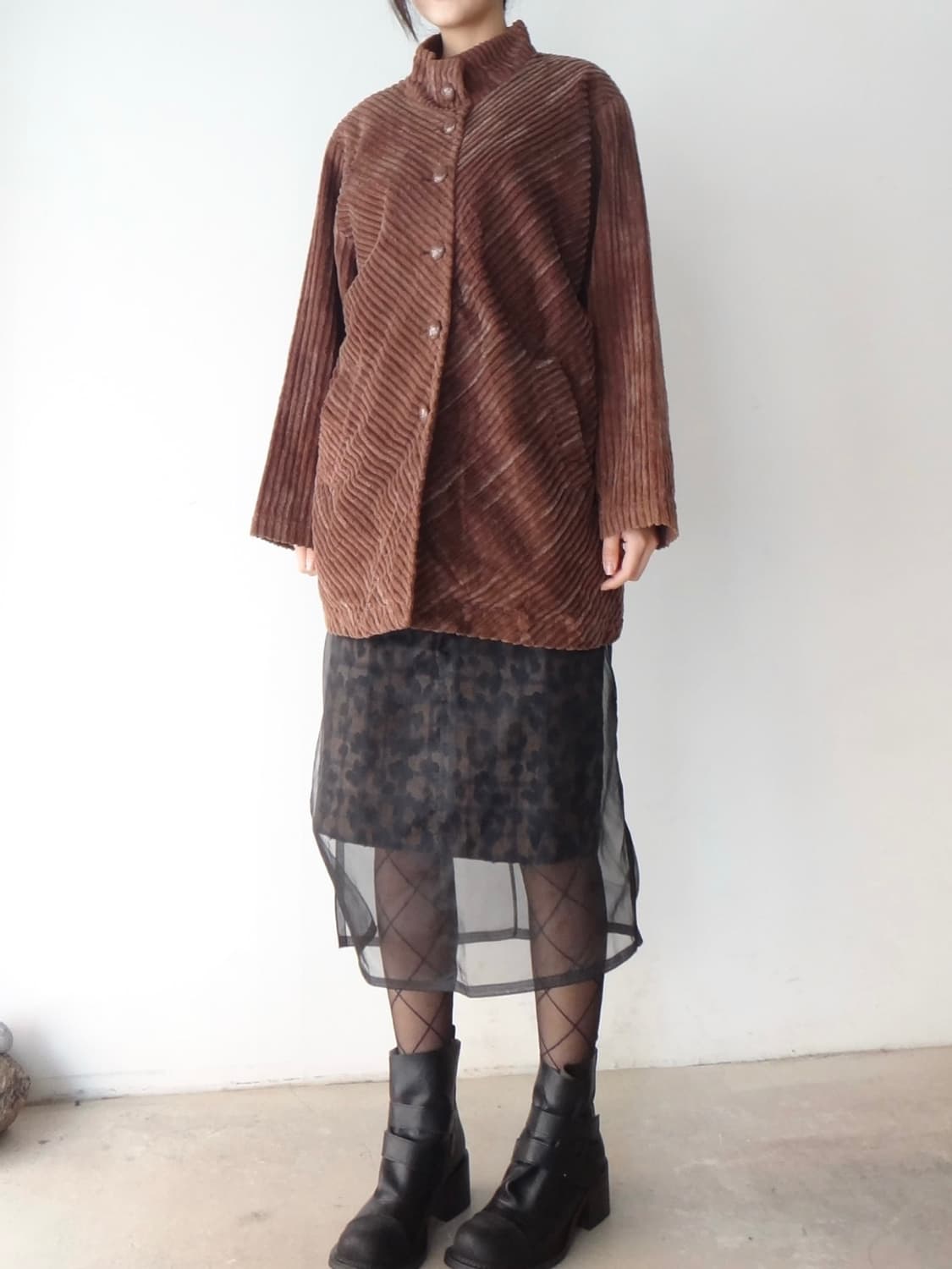 Big button corduroy jacket / brown 상품이미지6