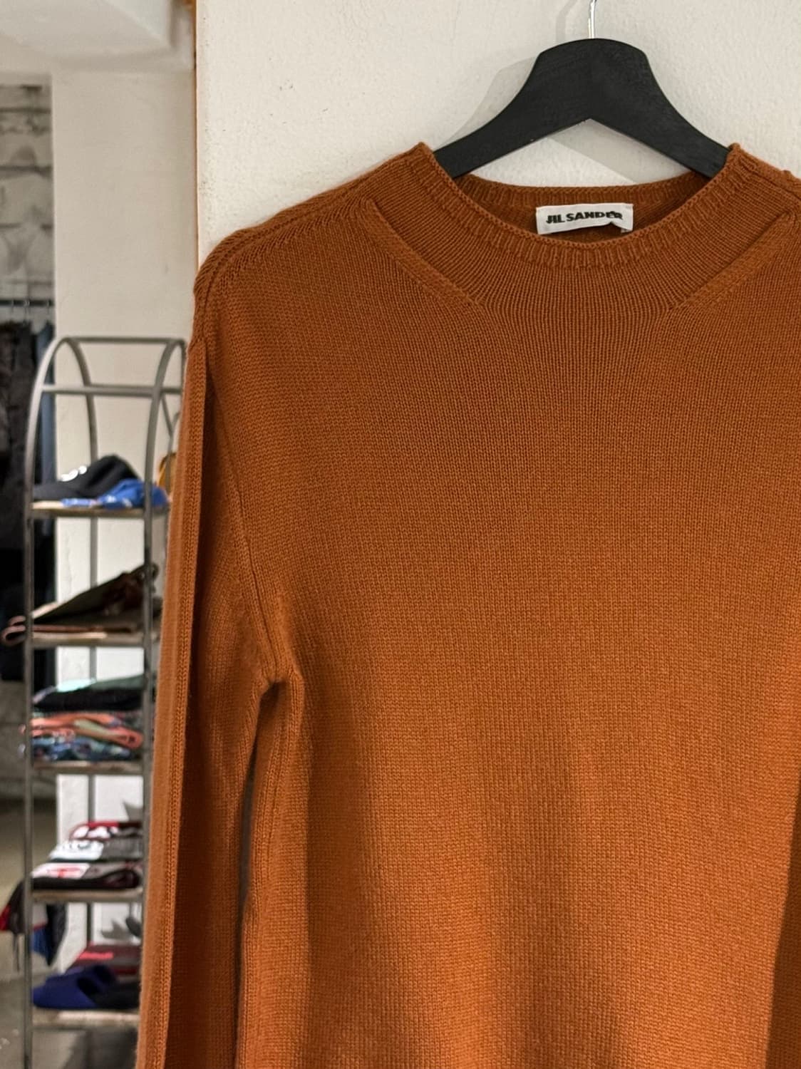 질샌더 오렌지브라운 캐시미어 혼방 라운드넥 니트 스웨터 상품이미지2