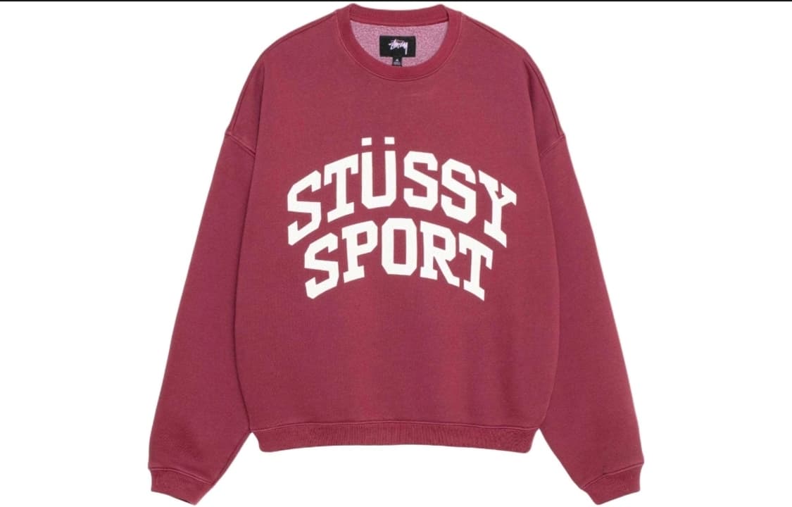 [새상품] 스투시 빅 크랙클 스포츠 크루 버건디 판매합니다 (버건디/L) 상품이미지1