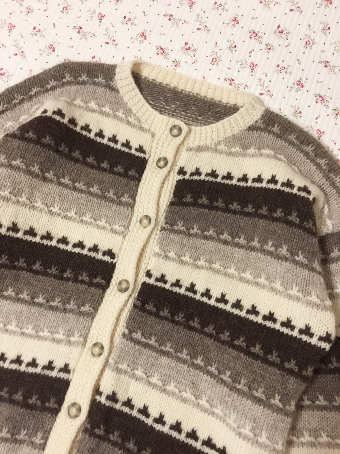 빈티지 모리걸 브라운 스트라이프 가디건 상품이미지2