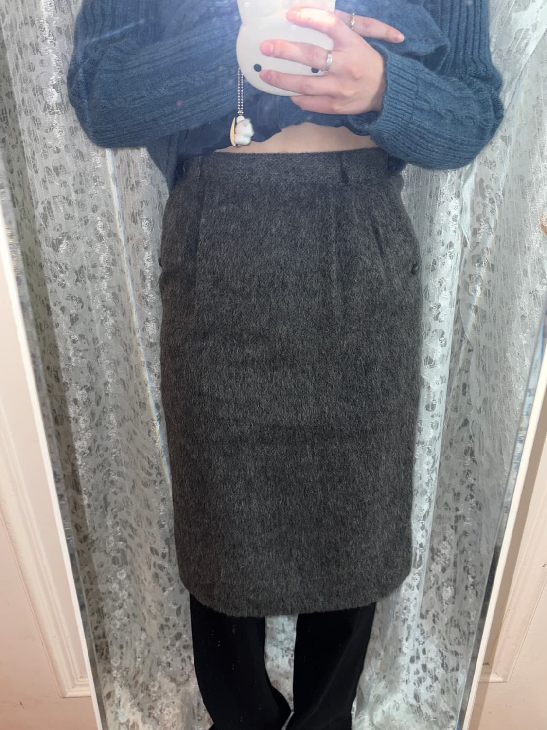 그레이 모헤어 스커트 상품이미지3