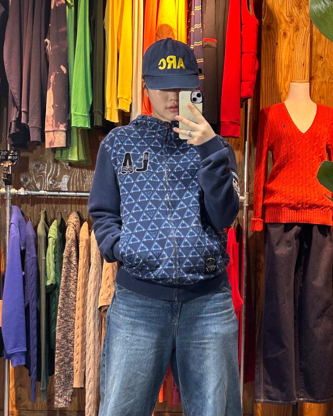 M MLB LA 다저스 지오메트릭 패턴 블루 후드집업 상품이미지1