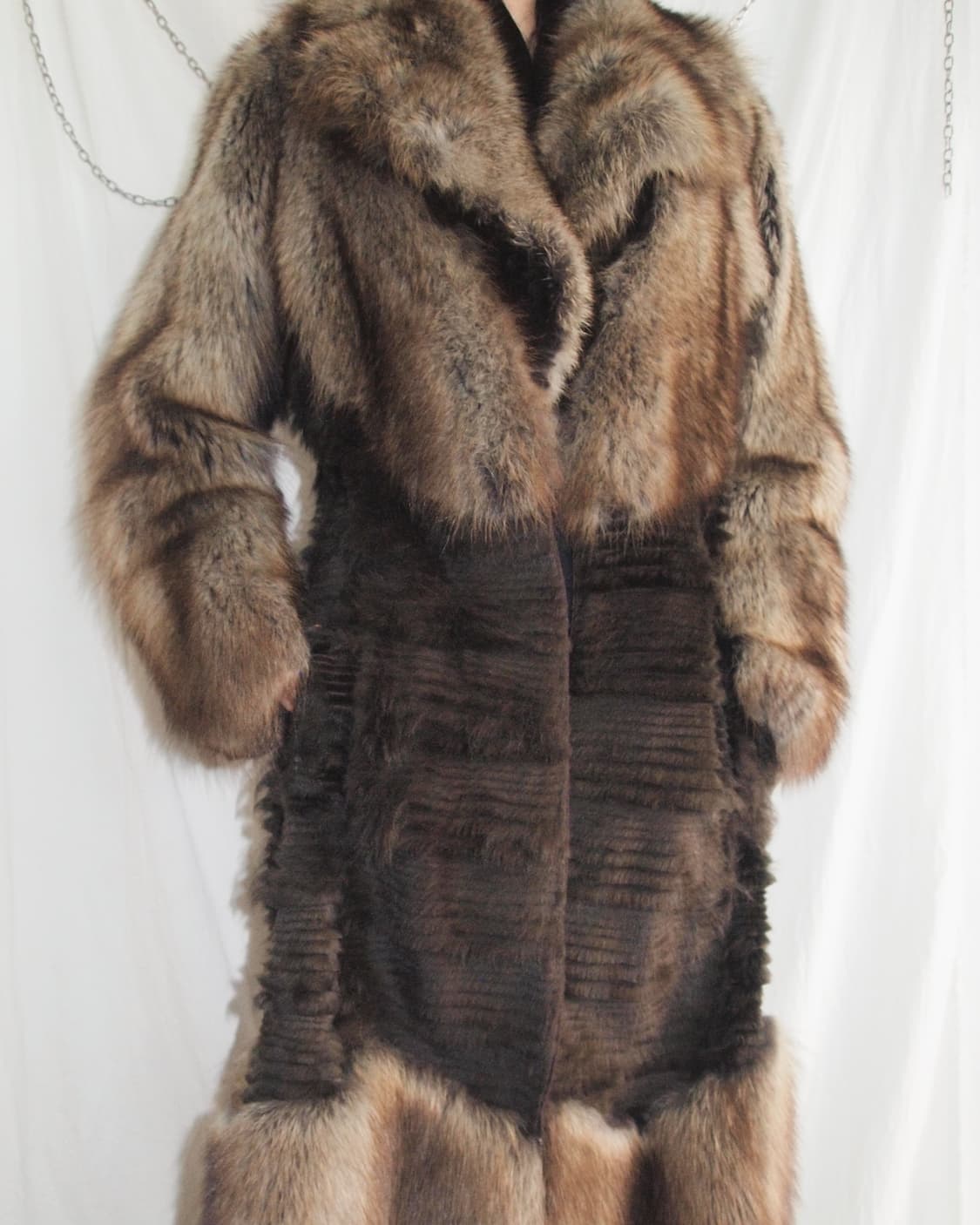 rare* 디올 존갈리아노 아트피스 패치워크 피셔 퍼 오버코트 상품이미지4