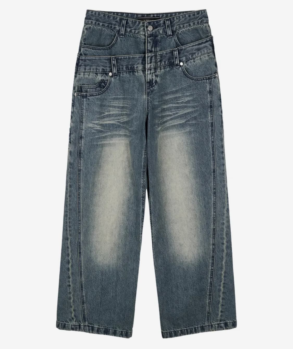 아이돈워너셀 레이어 커브 데님 팬츠 인디고 상품이미지1