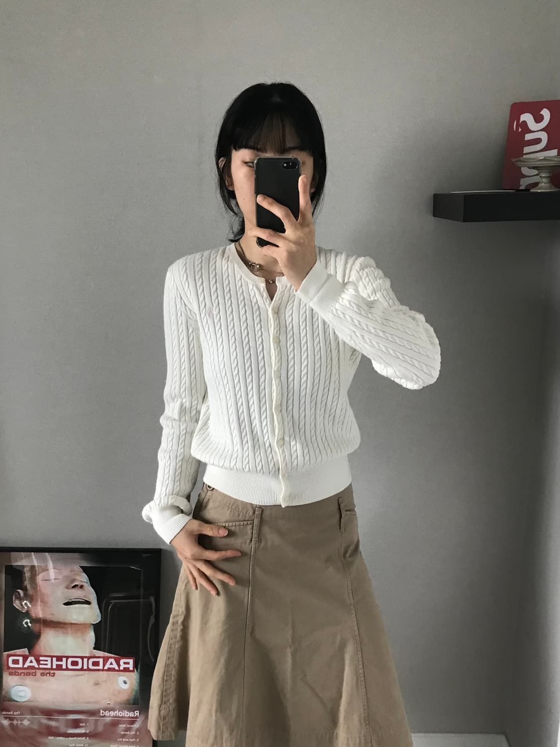 폴로 랄프로렌 포니로고 화이트 케이블 니트 가디건 상품이미지2