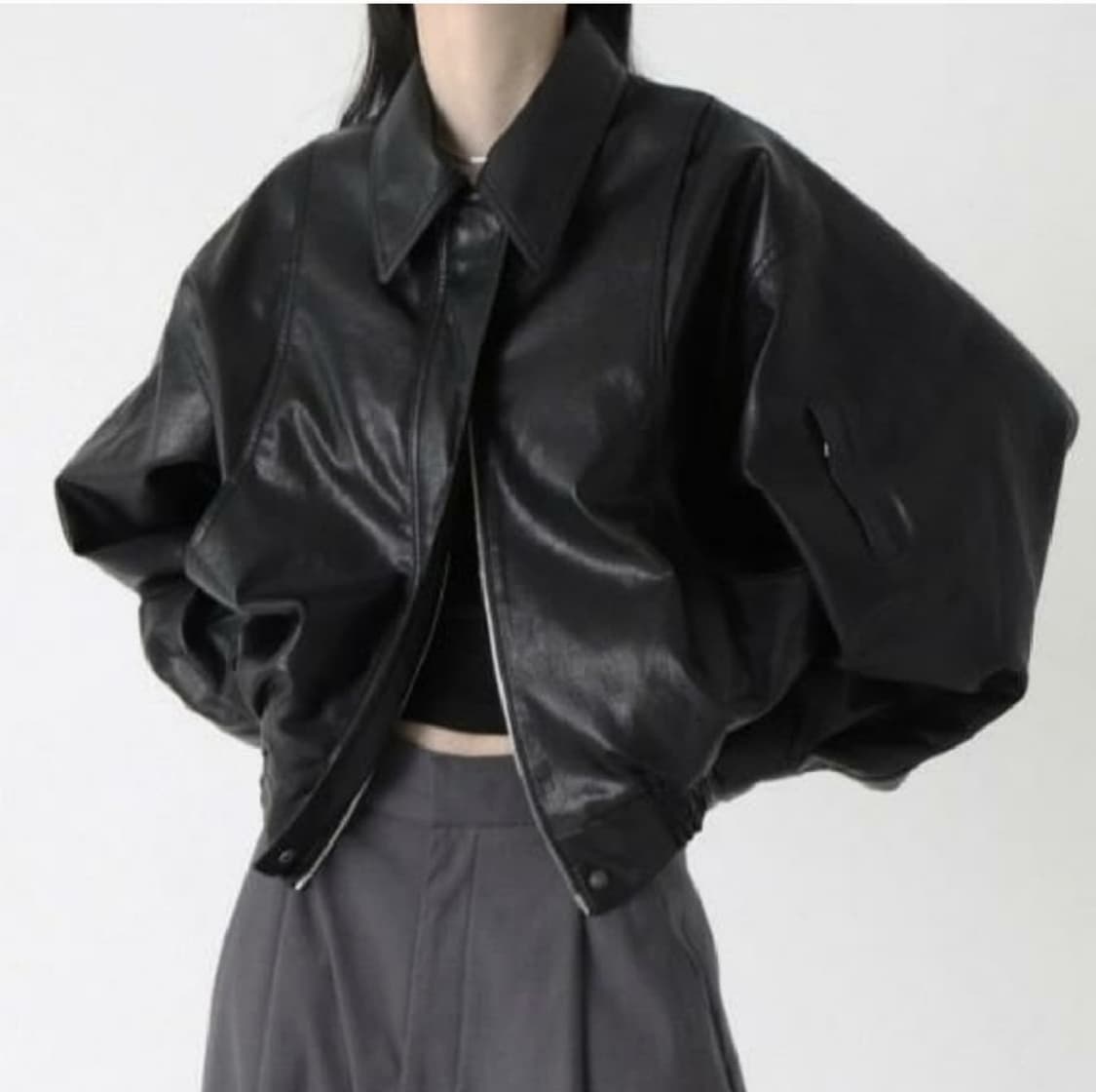 트리밍버드 레더 블루종 자켓 상품이미지1