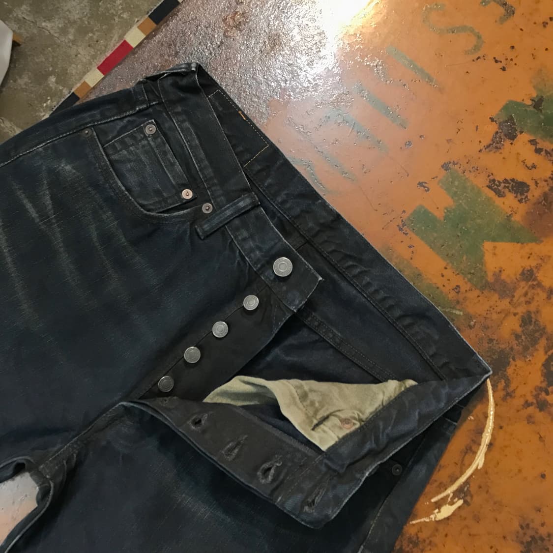 리바이스 501 딥 다크 네이비 오일 워시드 데님 팬츠 허리 31 32 상품이미지5