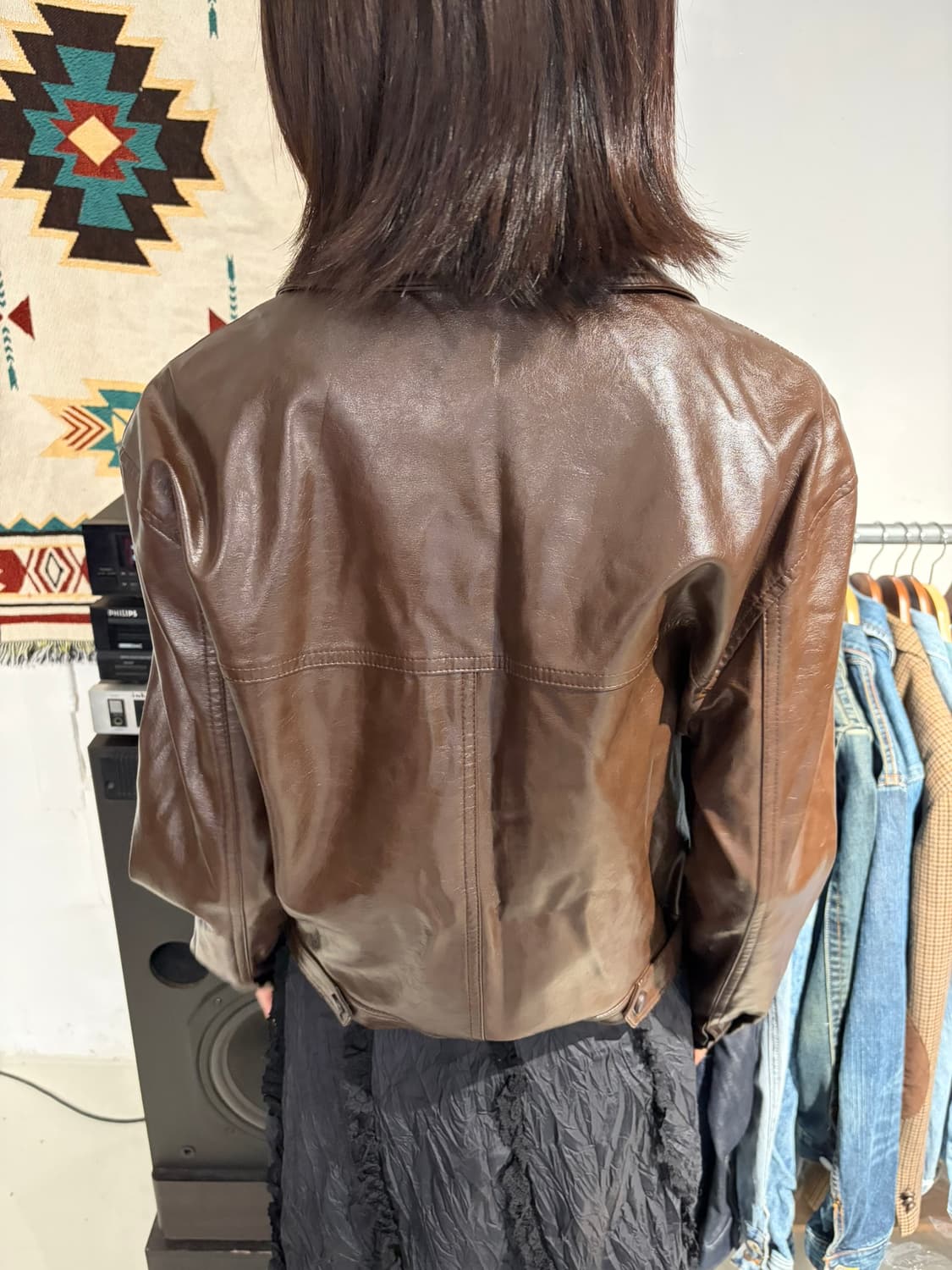 Uncover 브라운 레더 자켓 상품이미지2