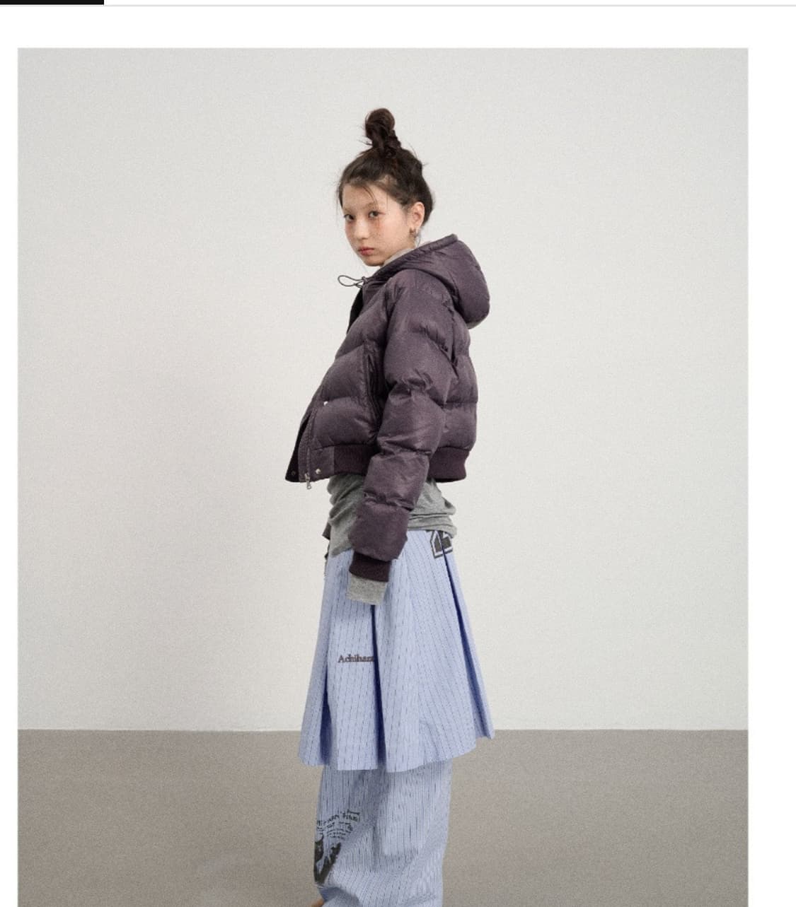 아키하라 후드 숏패딩 퍼플 M 상품이미지4