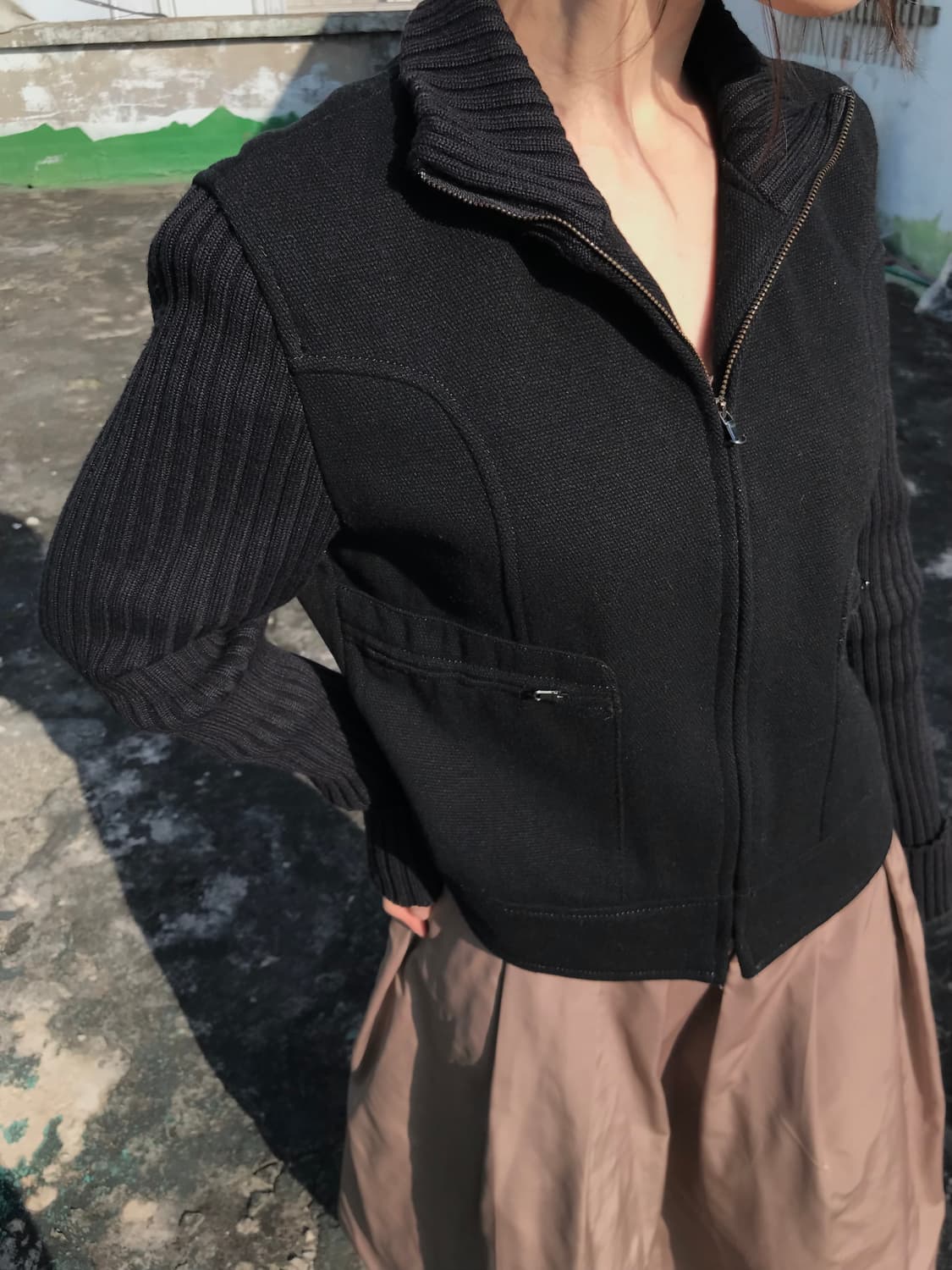 블랙 니트 집업 상품이미지2