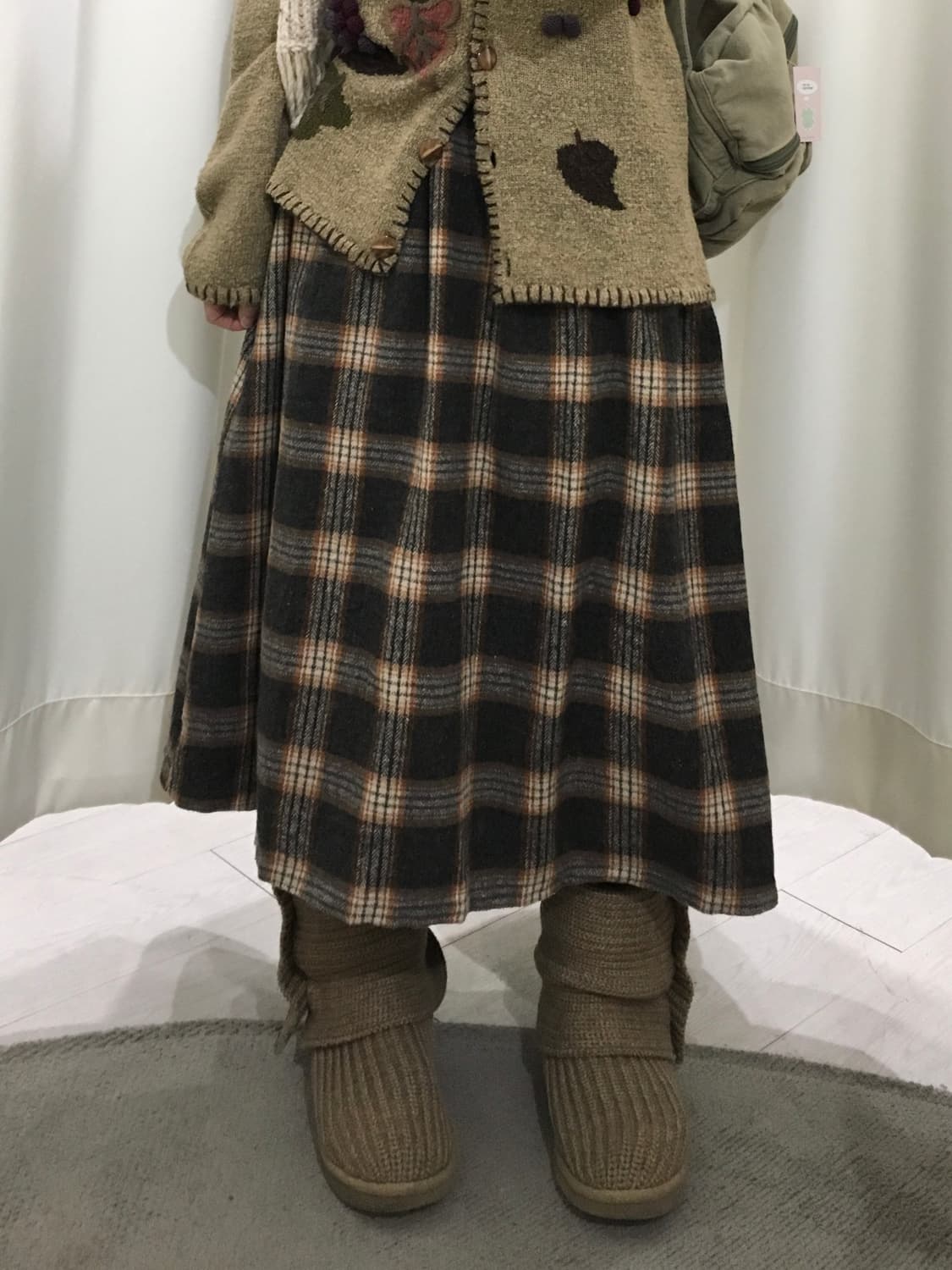 Caramel check skirt 상품이미지1