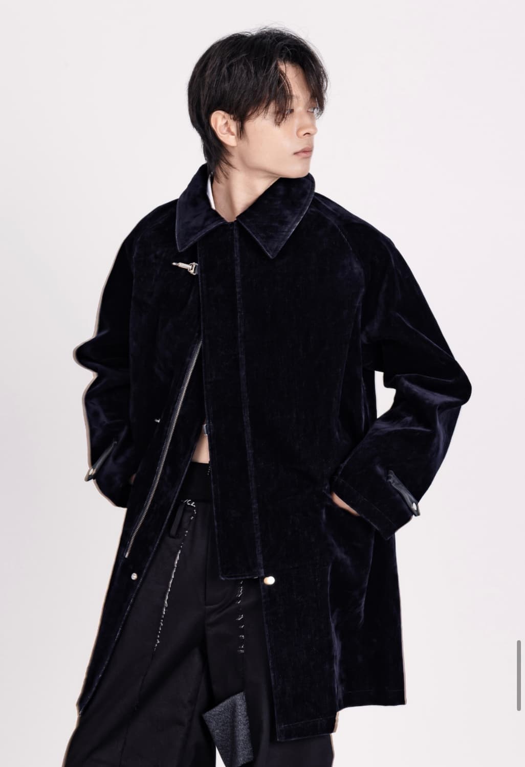 HACIENDA Leather-Trimmed Velour Coat 상품이미지7