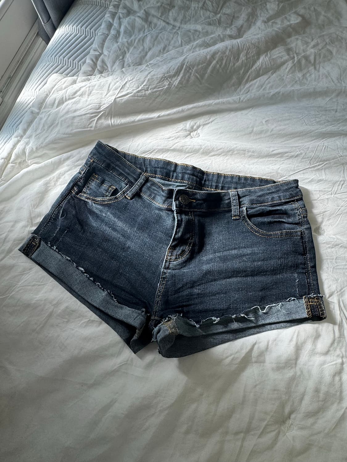 빈티지 워싱 진청 롤업 데님 숏팬츠🐰💙 상품이미지2