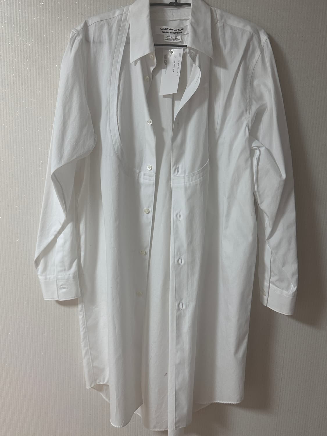Comme des garcons 꼼데가르송 롱 코튼 셔츠 원피스 화이트 상품이미지4