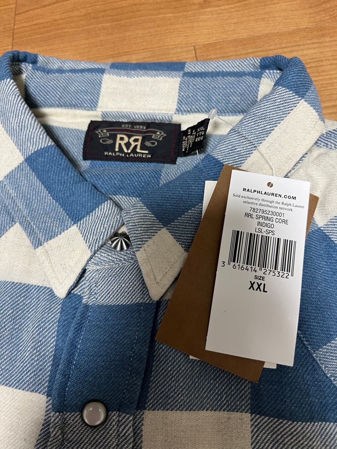 더블알엘 rrl 버팔로 웨스턴 셔츠 인디고 크림 상품이미지2