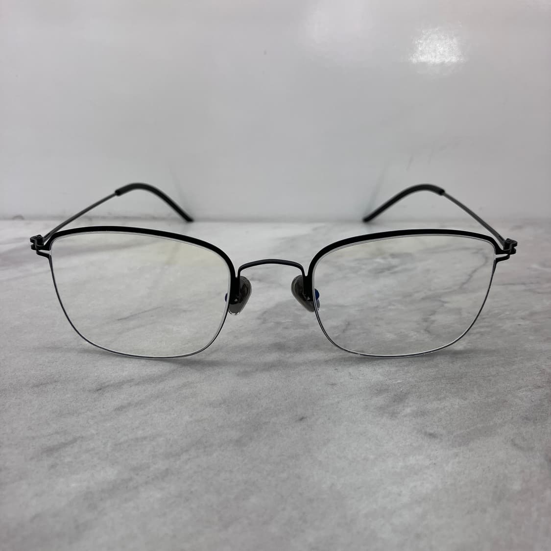 C38 CA 매트 블랙 스퀘어 역산각 메탈테 안경 상품이미지6