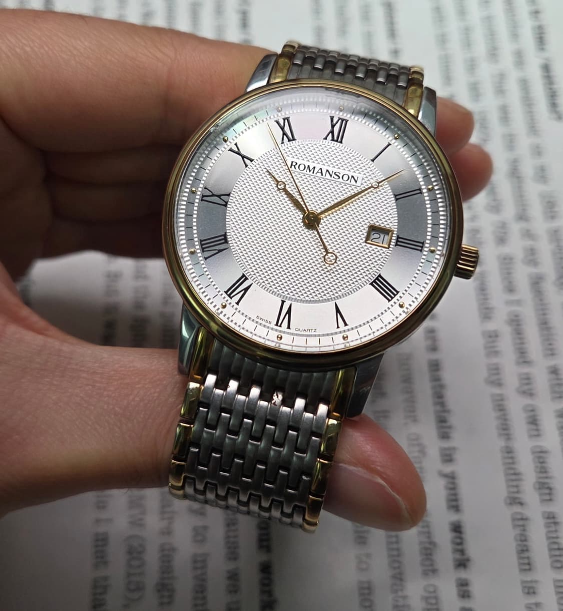 빈티지 로만손 기요쉐다이얼 콤비 쿼츠 드레스워치 남성용 브레이슬릿 ver 상품이미지4
