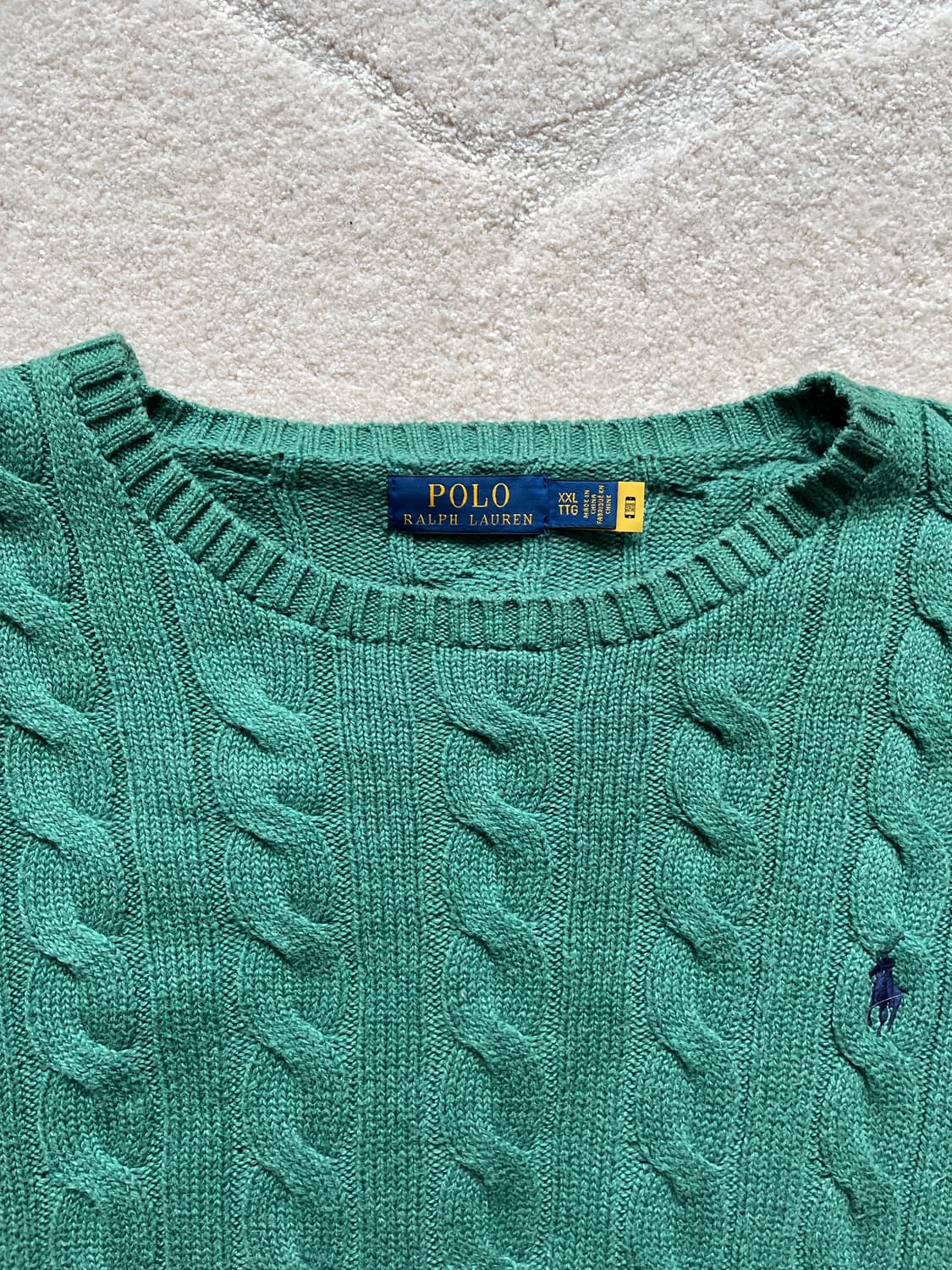 폴로 랄프로렌 케이블 니트 스웨터 그린 (105-110) 상품이미지4