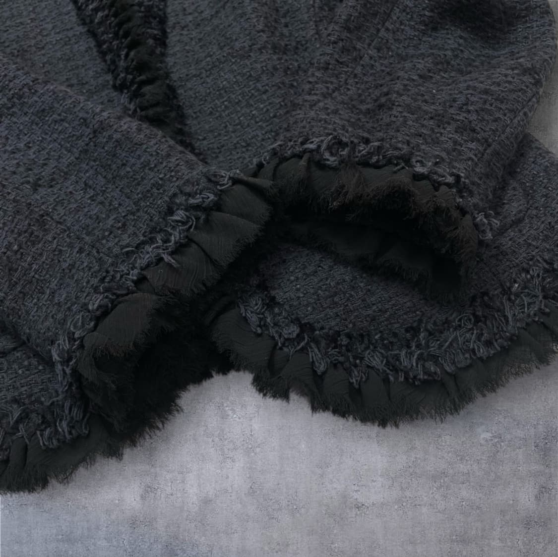 막스앤스펜서 M&S 딥네이비 노카라 프릴 트위드 자켓 12 상품이미지7