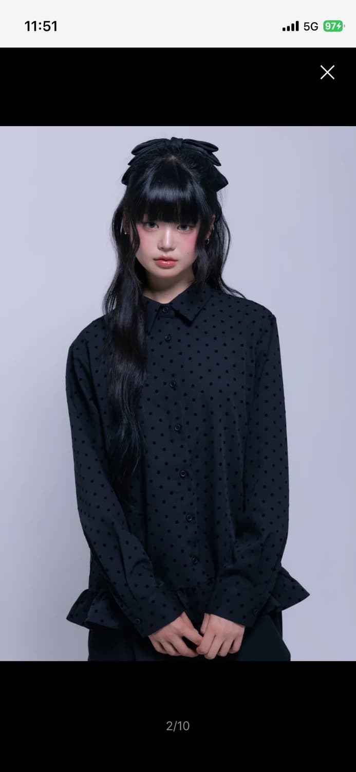 나이엔 도트 프릴 오버핏 셔츠 상품이미지1