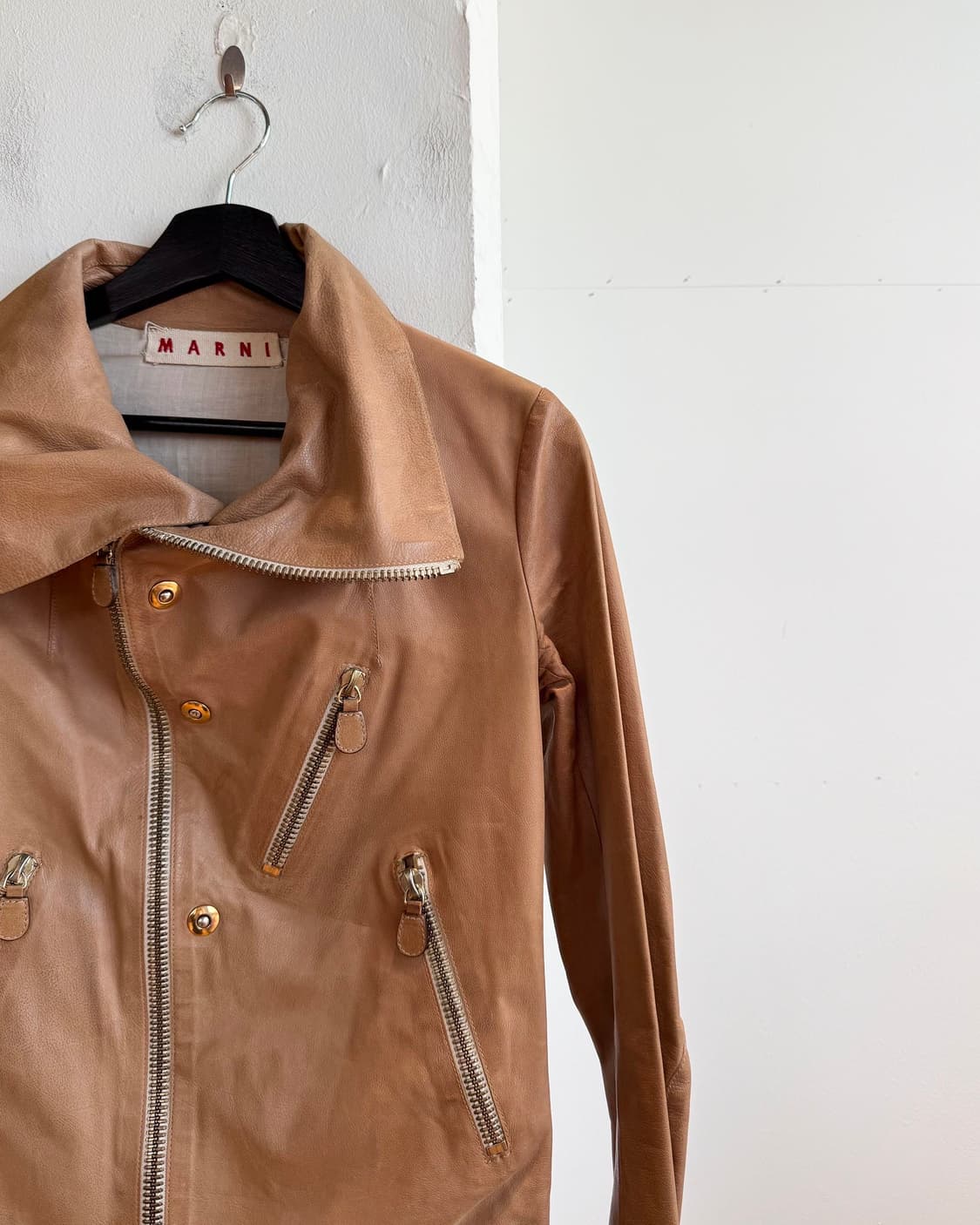 마르니 브라운 레더 라이더 자켓  상품이미지5