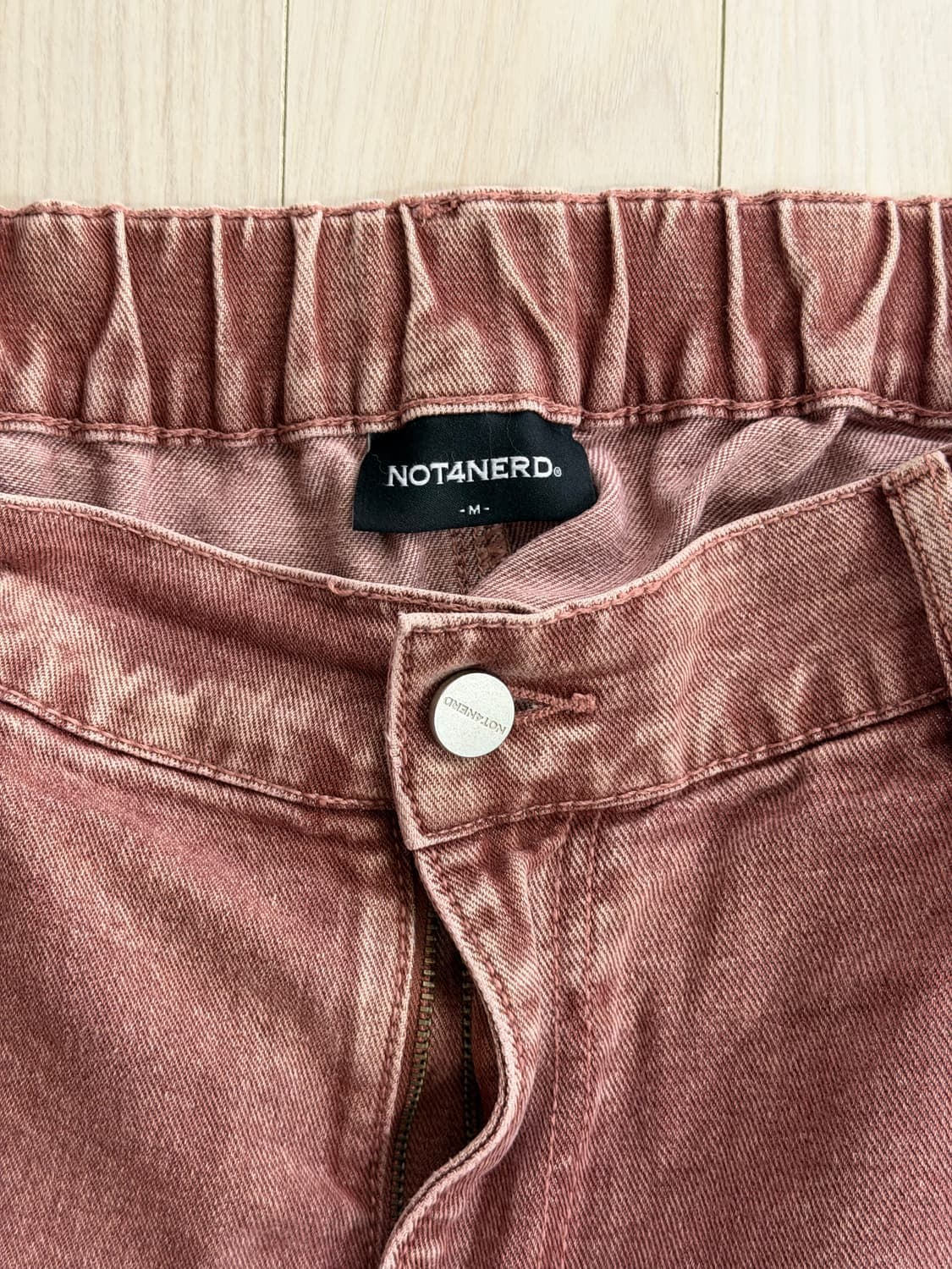 낫포너드 원턱 와이드 데님팬츠 워시드 핑크 상품이미지4